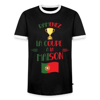 Ramenez La Coupe Cadeau Supporters Portugais - T-shirt contrasté Homme - noir/blanc - Devant - AI Model Female 172 light (172cm) & AI Model Male 178 light (178cm)