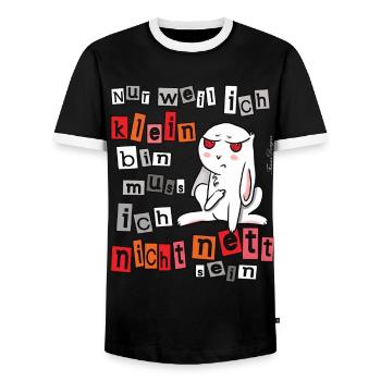 kleiner böser Hase witziger Spruch kleine Leute - Männer Kontrast-T-Shirt - Schwarz/Weiß - Vorne - AI Model Female 172 light (172cm) & AI Model Male 178 light (178cm)