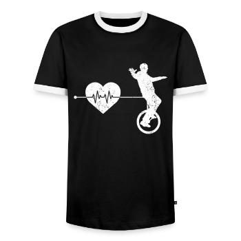 Unicycle heartbeat - Men's Ringer Shirt - black/white - Front - AI Model Female 172 light (172cm) & AI Model Male 178 light (178cm)