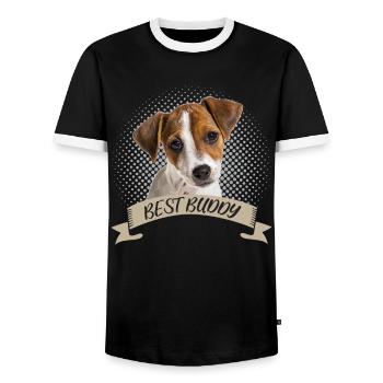 Jack Russel Terrier Bester Freund Hundeportrait - Männer Kontrast-T-Shirt - Schwarz/Weiß - Vorne - AI Model Female 172 light (172cm) & AI Model Male 178 light (178cm)