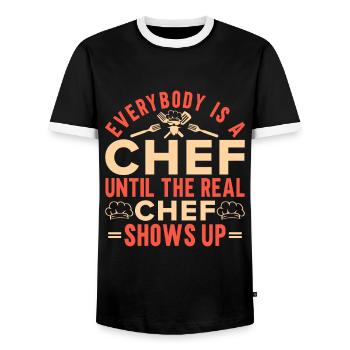 Chef Quote Gift Funny Chef - Men's Ringer Shirt - black/white - Front - AI Model Female 172 light (172cm) & AI Model Male 178 light (178cm)