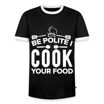 Chef Quote Gift Funny Chef - Men's Ringer Shirt - black/white - Front - AI Model Female 172 light (172cm) & AI Model Male 178 light (178cm)