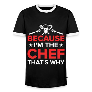 Chef Quote Gift Funny Chef - Men's Ringer Shirt - black/white - Front - AI Model Female 172 light (172cm) & AI Model Male 178 light (178cm)