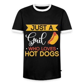 Hotdog Food Lover Hotdogs Essen Hotdog Verkäufer - Männer Kontrast-T-Shirt - Schwarz/Weiß - Vorne - AI Model Female 172 light (172cm) & AI Model Male 178 light (178cm)
