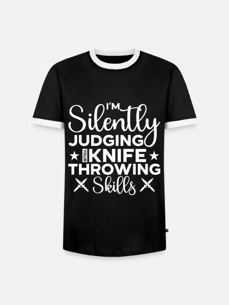 Messerwurfscheibe Geschenk Messerwerfer - Männer Kontrast-T-Shirt - Schwarz/Weiß