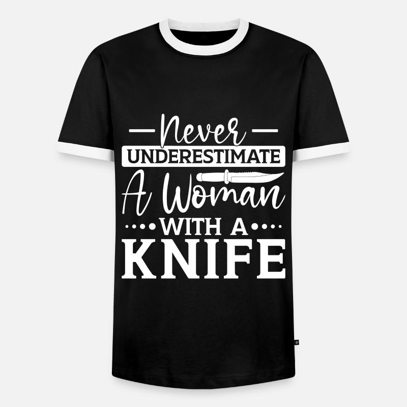 Messerwurfscheibe Geschenk Messerwerfer - Männer Kontrast-T-Shirt - Schwarz/Weiß