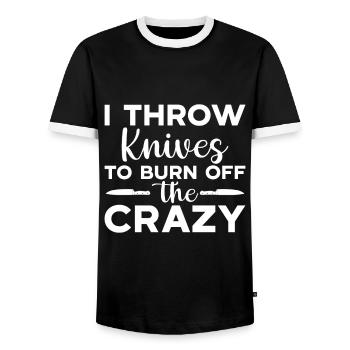 Knife Throwing Disc Gift Knife Thrower - Men's Ringer Shirt - black/white - Front - AI Model Female 172 light (172cm) & AI Model Male 178 light (178cm)