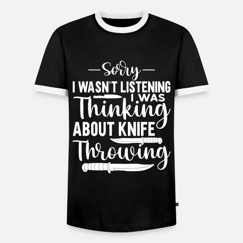 Messerwurfscheibe Geschenk Messerwerfer - Männer Kontrast-T-Shirt - Schwarz/Weiß