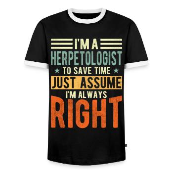 Herpetologist - Men's Ringer Shirt - black/white - Front - AI Model Female 172 light (172cm) & AI Model Male 178 light (178cm)