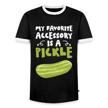 My Favorite Accessory Is A Pickle - Männer Kontrast-T-Shirt - Schwarz/Weiß - Vorne - AI Model Female 172 light (172cm) & AI Model Male 178 light (178cm)