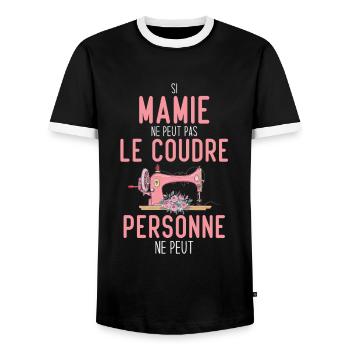 Si mamie ne peut pas le coudre personne ne peut - T-shirt contrasté Homme - noir/blanc - Devant - AI Model Female 172 light (172cm) & AI Model Male 178 light (178cm)