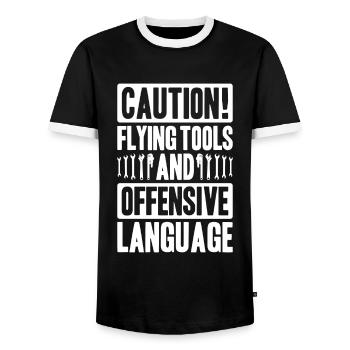 Usine mécanicien plombier plombier chauffage sanitaire - T-shirt contrasté Homme - noir/blanc - Devant - AI Model Female 172 light (172cm) & AI Model Male 178 light (178cm)