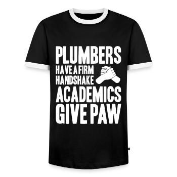 Plant mechanic plumber plumber sanitary heating - Men's Ringer Shirt - black/white - Front - AI Model Female 172 light (172cm) & AI Model Male 178 light (178cm)