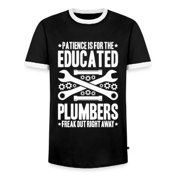 Plant mechanic plumber plumber sanitary heating - Men's Ringer Shirt - black/white - Front - AI Model Female 172 light (172cm) & AI Model Male 178 light (178cm)