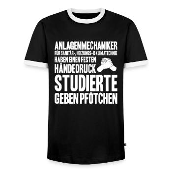 Plant mechanic plumber plumber sanitary heating - Men's Ringer Shirt - black/white - Front - AI Model Female 172 light (172cm) & AI Model Male 178 light (178cm)