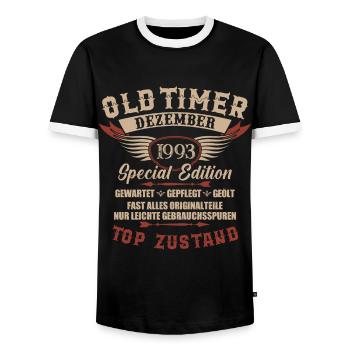 Oldtimer Dezember 1993 Jahrgang Geburtstag - Männer Kontrast-T-Shirt - Schwarz/Weiß - Vorne - AI Model Female 172 light (172cm) & AI Model Male 178 light (178cm)