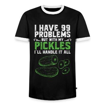 I Have Problems But With My Pickles - Männer Kontrast-T-Shirt - Schwarz/Weiß - Vorne - AI Model Female 172 light (172cm) & AI Model Male 178 light (178cm)
