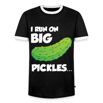 I Run On Big Pickles - Männer Kontrast-T-Shirt - Schwarz/Weiß - Vorne - AI Model Female 172 light (172cm) & AI Model Male 178 light (178cm)