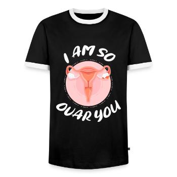 Hysterectomy Hysterectomy - Men's Ringer Shirt - black/white - Front - AI Model Female 172 light (172cm) & AI Model Male 178 light (178cm)