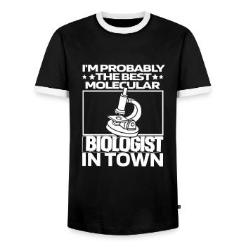 Biologiste Biologiste Microscope Biologiste moléculaire - T-shirt contrasté Homme - noir/blanc - Devant - AI Model Female 172 light (172cm) & AI Model Male 178 light (178cm)