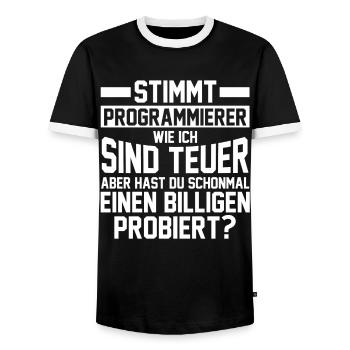 Programmieren Entwickler Coder Programmierer - Männer Kontrast-T-Shirt - Schwarz/Weiß - Vorne - AI Model Female 172 light (172cm) & AI Model Male 178 light (178cm)