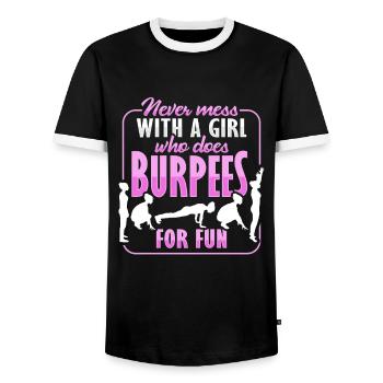 Burpees Girl Design for Aerobic Woman - Men's Ringer Shirt - black/white - Front - AI Model Female 172 light (172cm) & AI Model Male 178 light (178cm)
