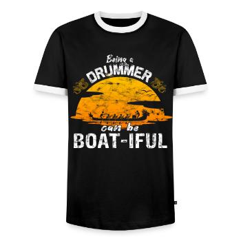 Course de bateaux-dragons chinois - T-shirt contrasté Homme - noir/blanc - Devant - AI Model Female 172 light (172cm) & AI Model Male 178 light (178cm)