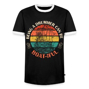 Course de bateaux-dragons chinois - T-shirt contrasté Homme - noir/blanc - Devant - AI Model Female 172 light (172cm) & AI Model Male 178 light (178cm)