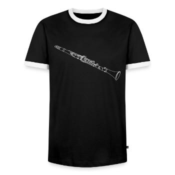 Clarinet Oneline Art - Clarinet Clarinetist - Men's Ringer Shirt - black/white - Front - AI Model Female 172 light (172cm) & AI Model Male 178 light (178cm)