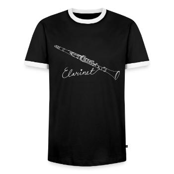 Clarinet Oneline Art - Clarinet Clarinetist - Men's Ringer Shirt - black/white - Front - AI Model Female 172 light (172cm) & AI Model Male 178 light (178cm)