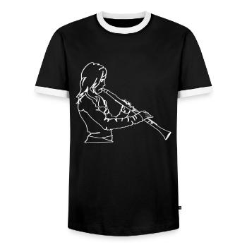 Clarinet Oneline Art - Clarinet Clarinetist - Men's Ringer Shirt - black/white - Front - AI Model Female 172 light (172cm) & AI Model Male 178 light (178cm)