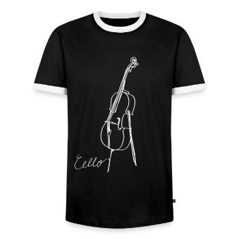 Cello Oneline Art - Musicien de violoncelle Violoncelliste - T-shirt contrasté Homme - noir/blanc - Devant - AI Model Female 172 light (172cm) & AI Model Male 178 light (178cm)