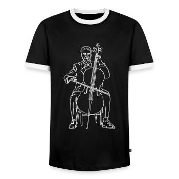 Cello Oneline Art - Musicien de violoncelle Violoncelliste - T-shirt contrasté Homme - noir/blanc - Devant - AI Model Female 172 light (172cm) & AI Model Male 178 light (178cm)
