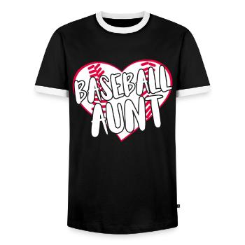 Baseball for Baseball Players - Men's Ringer Shirt - black/white - Front - AI Model Female 172 light (172cm) & AI Model Male 178 light (178cm)