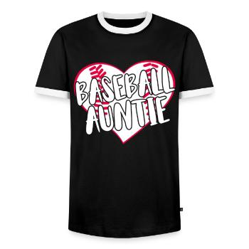 Baseball for Baseball Players - Men's Ringer Shirt - black/white - Front - AI Model Female 172 light (172cm) & AI Model Male 178 light (178cm)