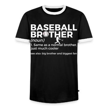 Baseball for Baseball Players - Men's Ringer Shirt - black/white - Front - AI Model Female 172 light (172cm) & AI Model Male 178 light (178cm)