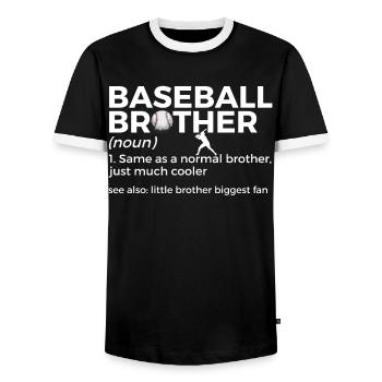 Baseball for Baseball Players - Men's Ringer Shirt - black/white - Front - AI Model Female 172 light (172cm) & AI Model Male 178 light (178cm)