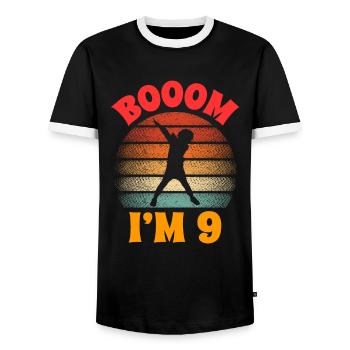 dabbing 9th birthday retro 9 years old - Men's Ringer Shirt - black/white - Front - AI Model Female 172 light (172cm) & AI Model Male 178 light (178cm)