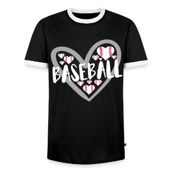 Baseball for Baseball Players - Men's Ringer Shirt - black/white - Front - AI Model Female 172 light (172cm) & AI Model Male 178 light (178cm)