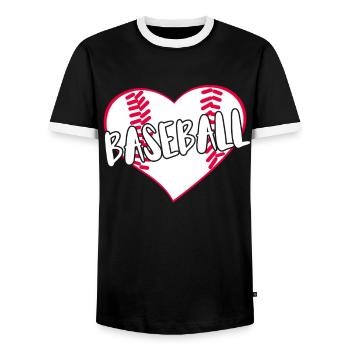 Baseball for Baseball Players - Men's Ringer Shirt - black/white - Front - AI Model Female 172 light (172cm) & AI Model Male 178 light (178cm)