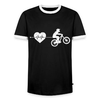 Battement de cœur du VTT - T-shirt contrasté Homme - noir/blanc - Devant - AI Model Female 172 light (172cm) & AI Model Male 178 light (178cm)