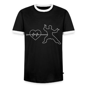 Kampfsport Herzschlag - Männer Kontrast-T-Shirt - Schwarz/Weiß - Vorne - AI Model Female 172 light (172cm) & AI Model Male 178 light (178cm)
