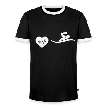 Rythme cardiaque de nage - T-shirt contrasté Homme - noir/blanc - Devant - AI Model Female 172 light (172cm) & AI Model Male 178 light (178cm)