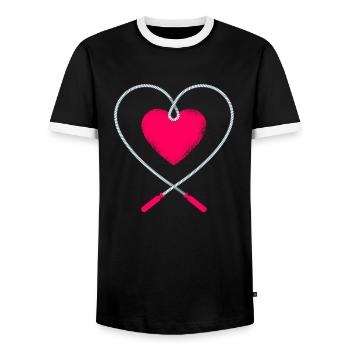 Fitness Roping - Jumping rope for women - Men's Ringer Shirt - black/white - Front - AI Model Female 172 light (172cm) & AI Model Male 178 light (178cm)