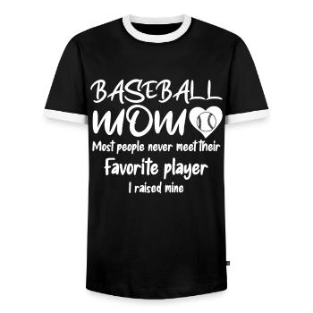 Baseball for Baseball Players - Men's Ringer Shirt - black/white - Front - AI Model Female 172 light (172cm) & AI Model Male 178 light (178cm)