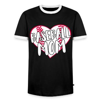 Baseball for Baseball Players - Men's Ringer Shirt - black/white - Front - AI Model Female 172 light (172cm) & AI Model Male 178 light (178cm)