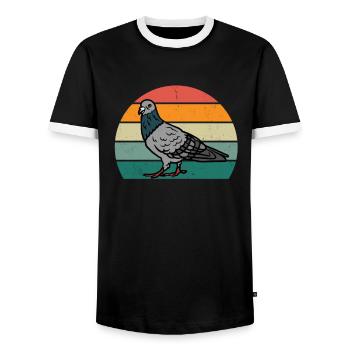 taube taubenfeder taubenflug taubenscharr tauben - Männer Kontrast-T-Shirt - Schwarz/Weiß - Vorne - AI Model Female 172 light (172cm) & AI Model Male 178 light (178cm)