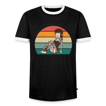 tatoo tattoo tattoowierer tattowierer körperkunst - Männer Kontrast-T-Shirt - Schwarz/Weiß - Vorne - AI Model Female 172 light (172cm) & AI Model Male 178 light (178cm)