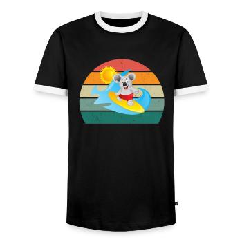 surfing surfer wave wave surfing waves surfing - Men's Ringer Shirt - black/white - Front - AI Model Female 172 light (172cm) & AI Model Male 178 light (178cm)