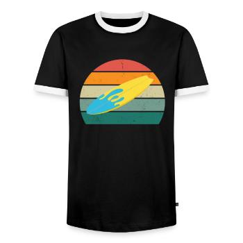 surfing surfer wave wave surfing waves surfing - Men's Ringer Shirt - black/white - Front - AI Model Female 172 light (172cm) & AI Model Male 178 light (178cm)